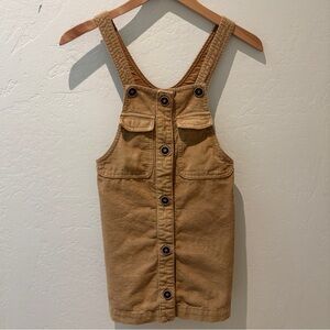 Zara Girls Brown Corduroy Overall Button-Front Pinafore Dress Size 9